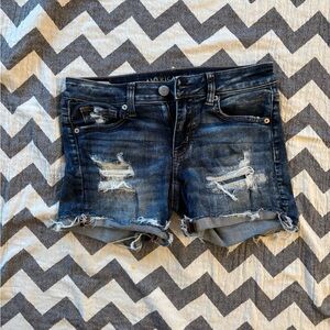 American Eagle Women's Distressed Jean Shorts - Dark Blue size 4